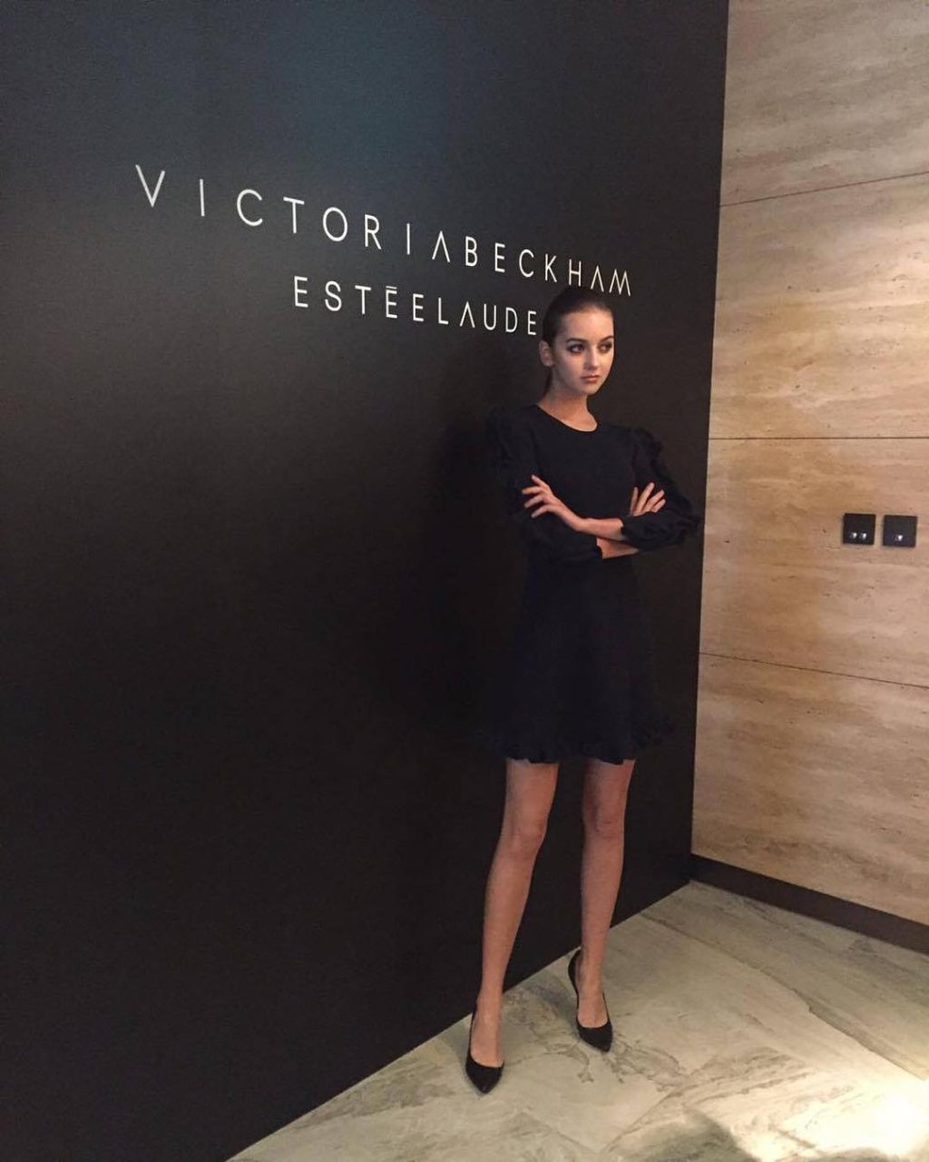 Our beloved Auste @auste_mi today at Victoria Beckham x Estée Lauder fashion …