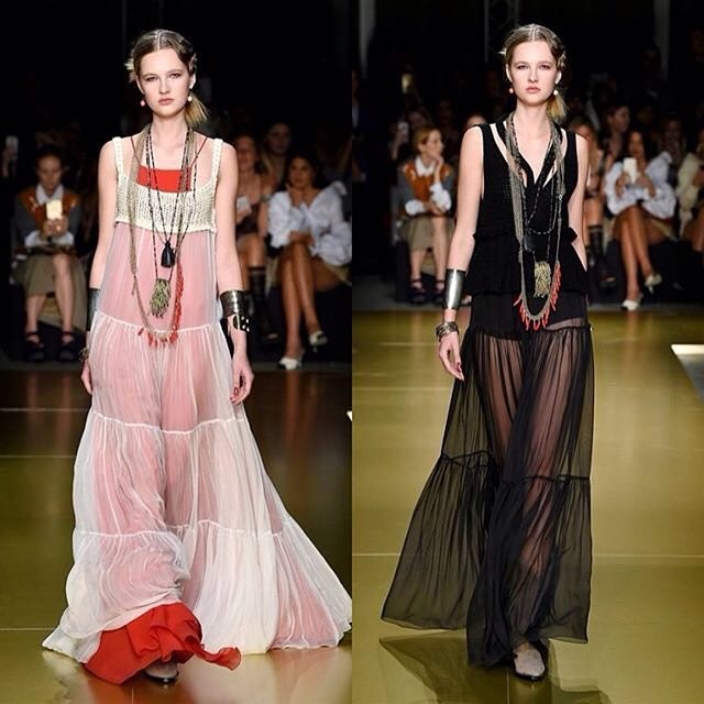 GABIJA G opened LES COPAINS S/S’ 18 fashion show in Milan Fashion Week 💖 #wea…