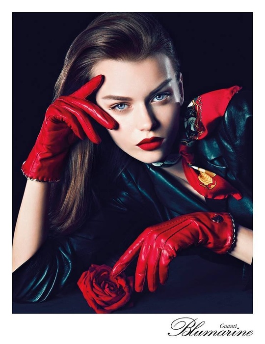 Stunning looking Erika for BLUMARINE gloves 2013 campaign!