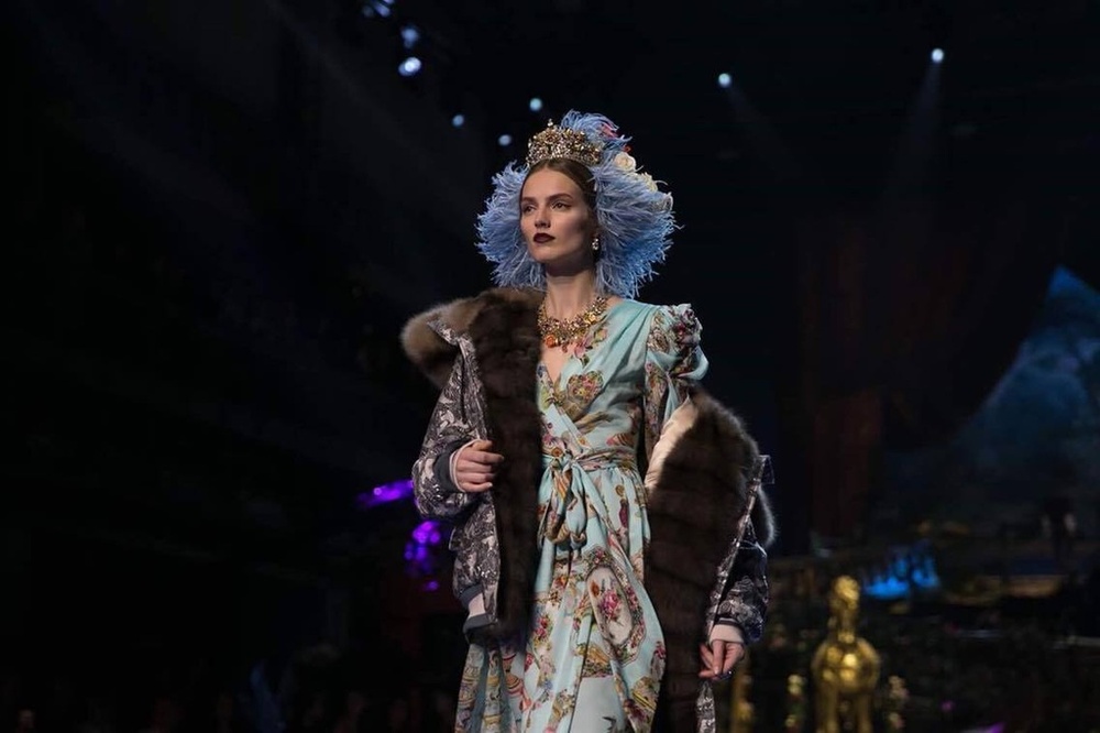 Agne Konciute for Dolce & Gabbana Alta Moda Spring 2017 Haute Couture Show in Milan